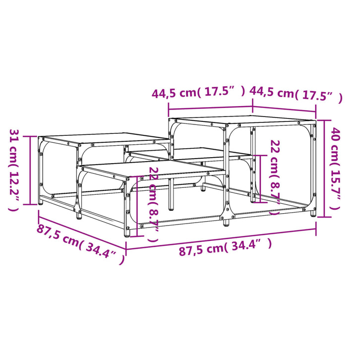 Salontafel 87,5X87,5X40 Cm Bewerkt Hout Sonoma Eikenkleurig