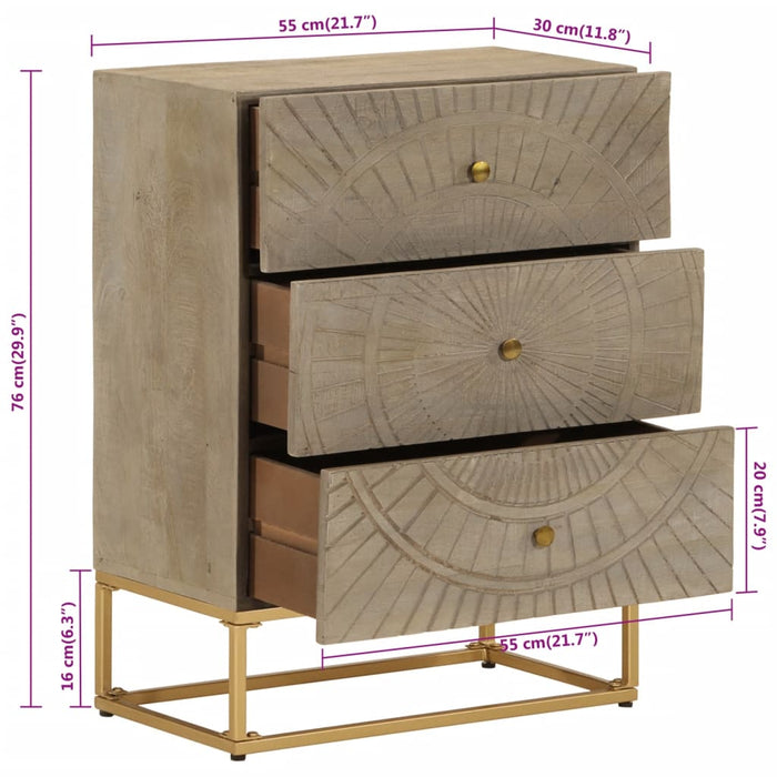 Ladekastje 55X30X76 Cm Massief Mangohout En Ijzer