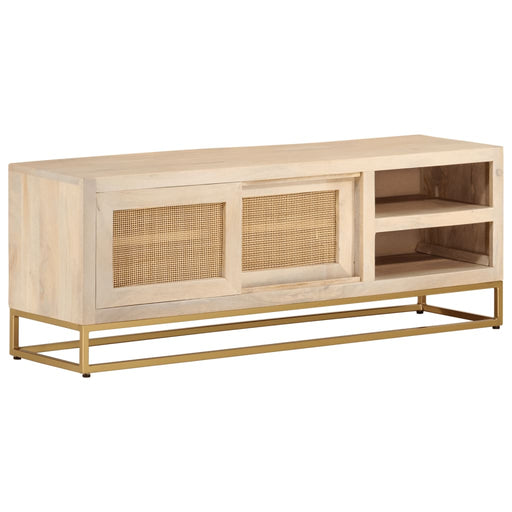 Tv-Meubel 110X30X40 Cm Massief Ruw Mangohout En Ijzer