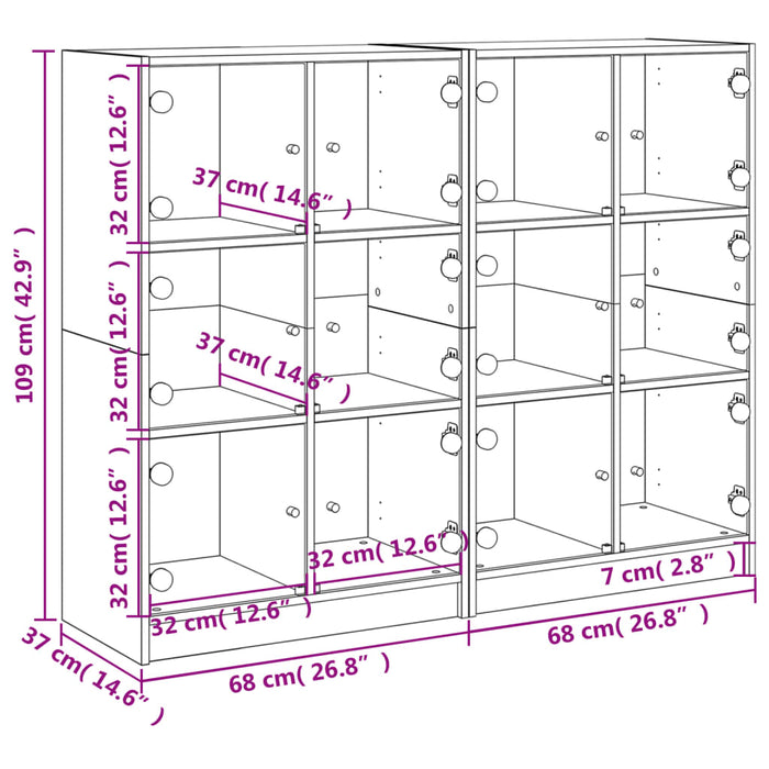 Boekenkast Met Deuren 136X37X109 Cm Hout Bruineikenkleurig