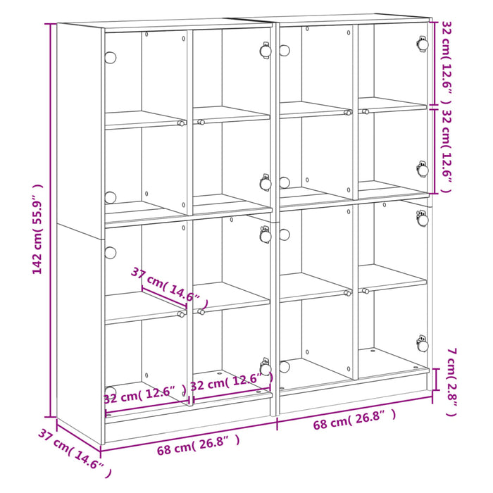 Boekenkast Met Deuren 136X37X142 Cm Hout Eiken