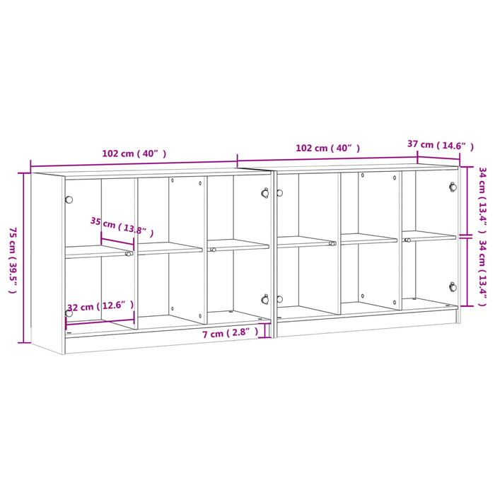 Boekenkast Met Deuren 204X37X75 Cm Bewerkt Hout