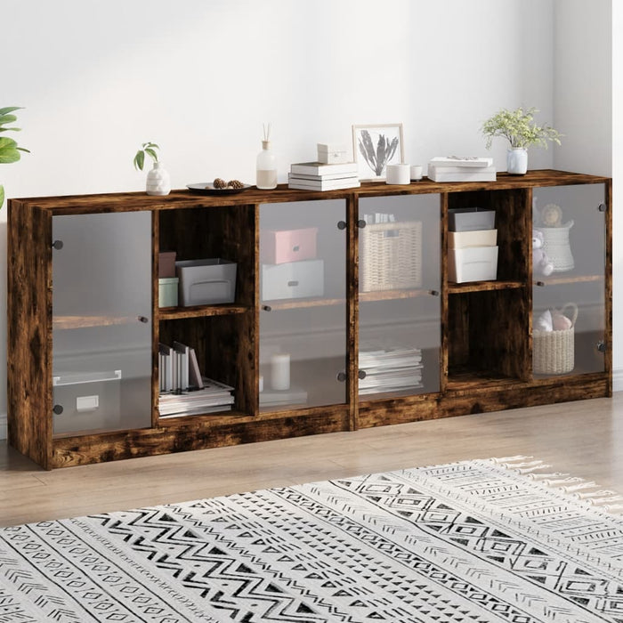 Boekenkast Met Deuren 204X37X75 Cm Bewerkt Hout