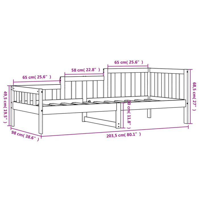 Slaapbank 90X200 Cm Massief Grenenhout Wit