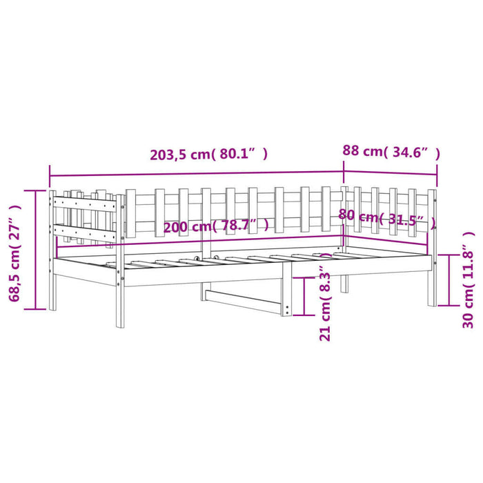 Slaapbank 80X200 Cm Massief Grenenhout Wit