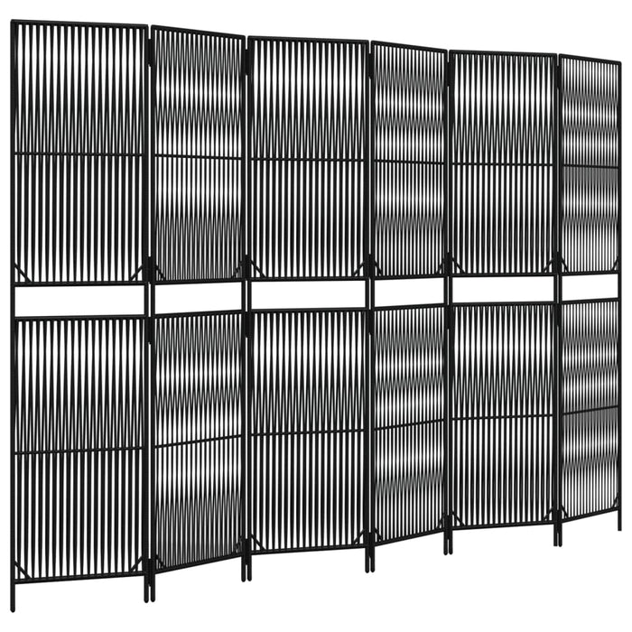 Kamerscherm 6 Panelen Poly Rattan Zwart