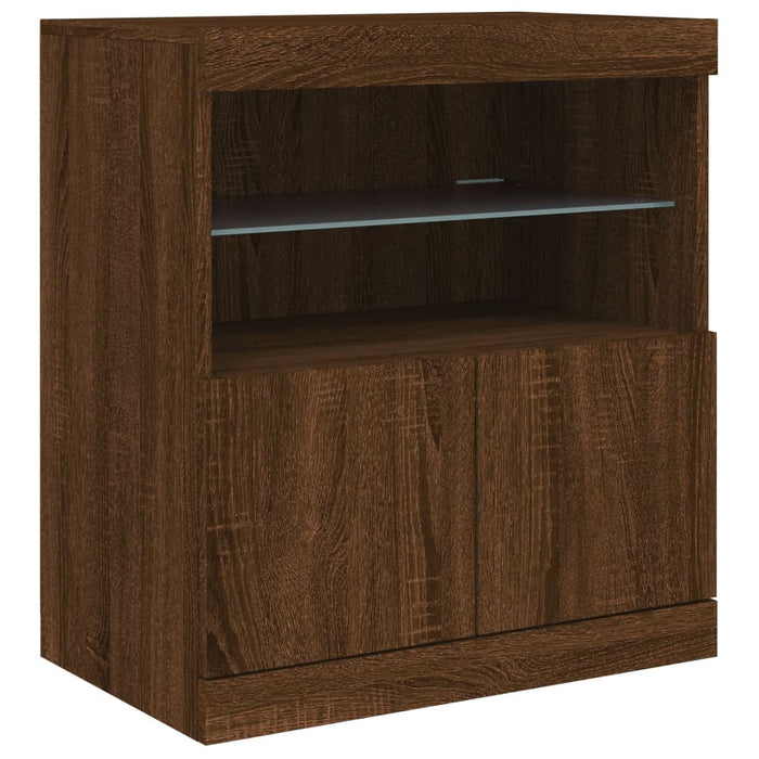 Dressoir Met Led-Verlichting 60X37X67 Cm Bruineikenkleurig