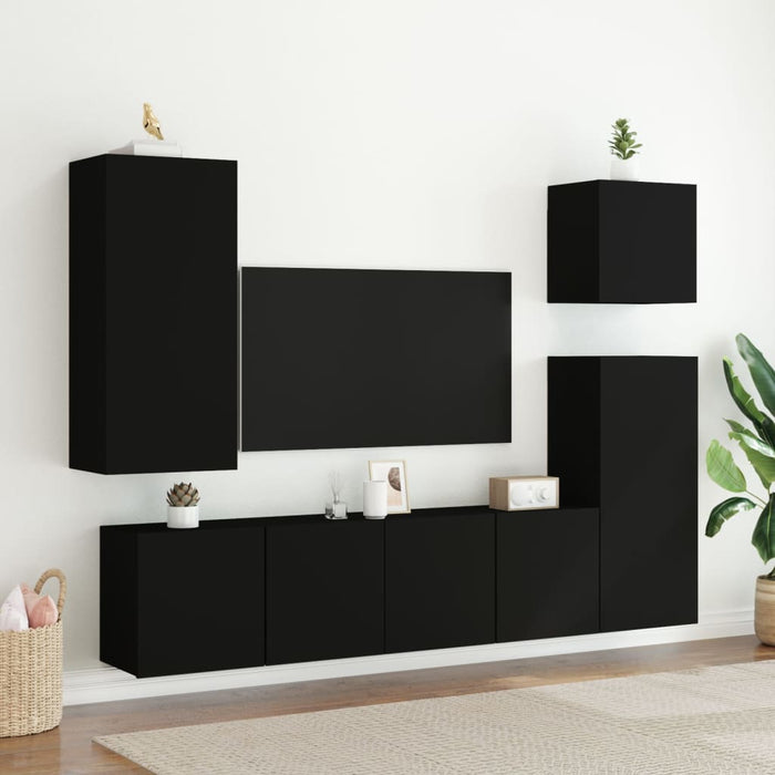 Tv-Wandmeubel 40,5X30X90 Cm Bewerkt Hout Zwart