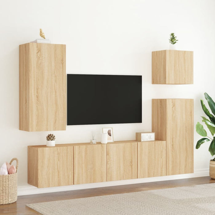 Tv-Wandmeubel 40,5X30X90 Cm Bewerkt Hout Sonoma Eikenkleurig