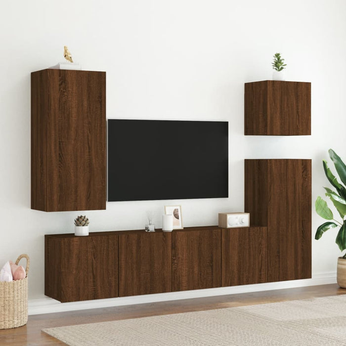 Tv-Wandmeubel 40,5X30X90 Cm Bewerkt Hout Bruineikenkleurig