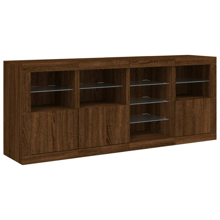 Dressoir Met Led-Verlichting 164X37X67 Cm Bruineikenkleurig