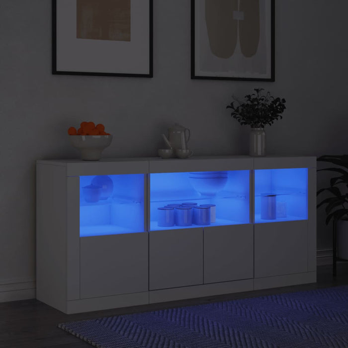 Dressoir Met Led-Verlichting 142,5X37X67 Cm Bruineikenkleurig