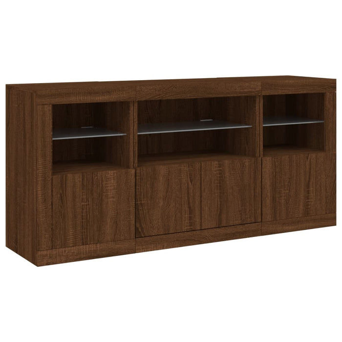 Dressoir Met Led-Verlichting 142,5X37X67 Cm Bruineikenkleurig