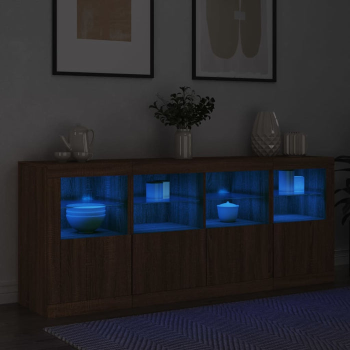 Dressoir Met Led-Verlichting 163X37X67 Cm Bruineikenkleurig