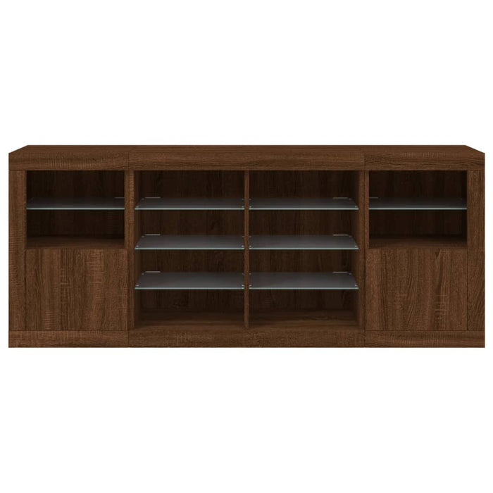 Dressoir Met Led-Verlichting 163X37X67 Cm Bruineikenkleurig