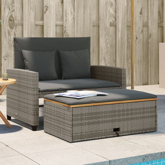 Tuinbank 2-Zits Met Kussens Poly Rattan En Acaciahout Beige