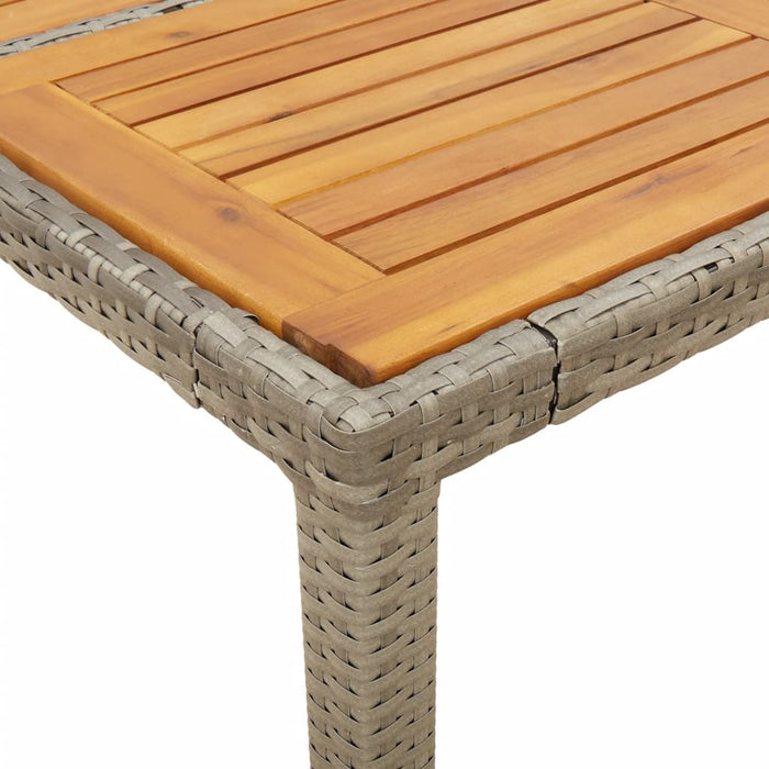 Tuintafel Met Acaciahouten Blad 150X90X75 Cm Poly Rattan Grijs