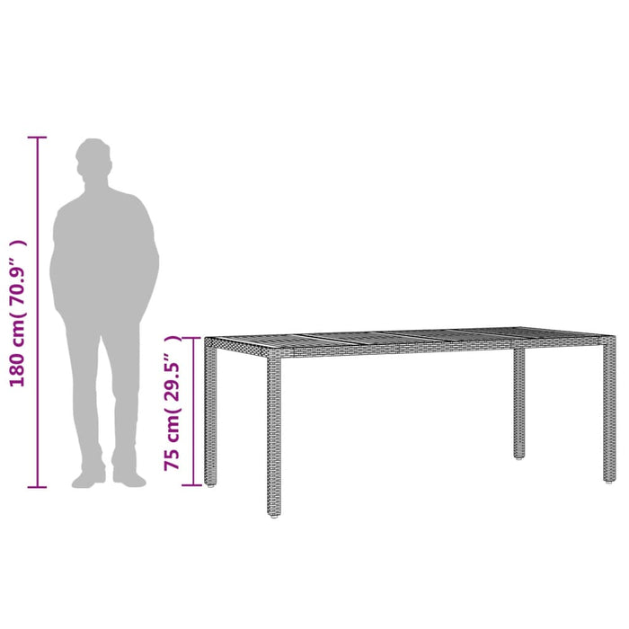 Tuintafel Met Acaciahouten Blad 190X90X75 Cm Poly Rattan Zwart