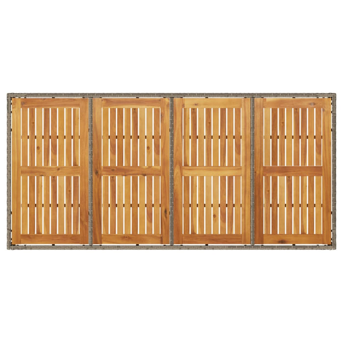 Tuintafel Met Acaciahouten Blad 190X90X75 Cm Poly Rattan Grijs