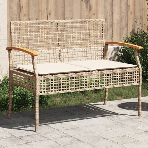 Tuinbank Met Kussen Poly Rattan En Acaciahout Beige