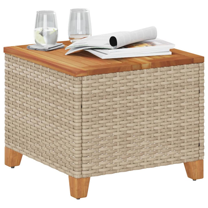 Tuintafel 45X45X37 Cm Poly Rattan En Acaciahout