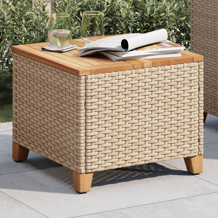 Tuintafel 45X45X37 Cm Poly Rattan En Acaciahout