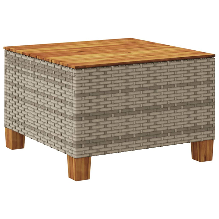 Tuintafel 55X55X36 Cm Poly Rattan En Acaciahout Grijs