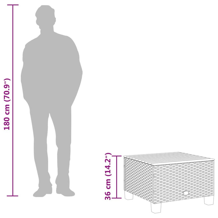 Tuintafel 55X55X36 Cm Poly Rattan En Acaciahout Grijs