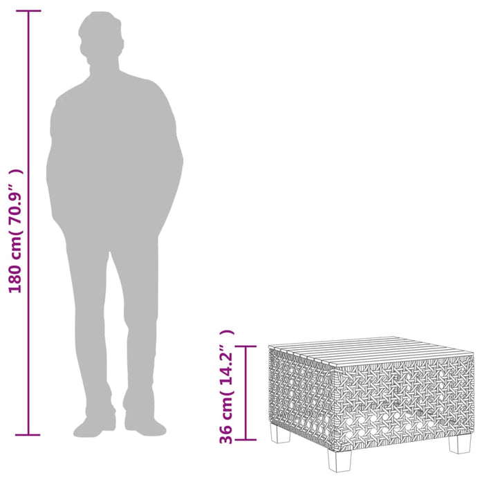 Tuintafel 55X55X36 Cm Poly Rattan En Acaciahout Zwart