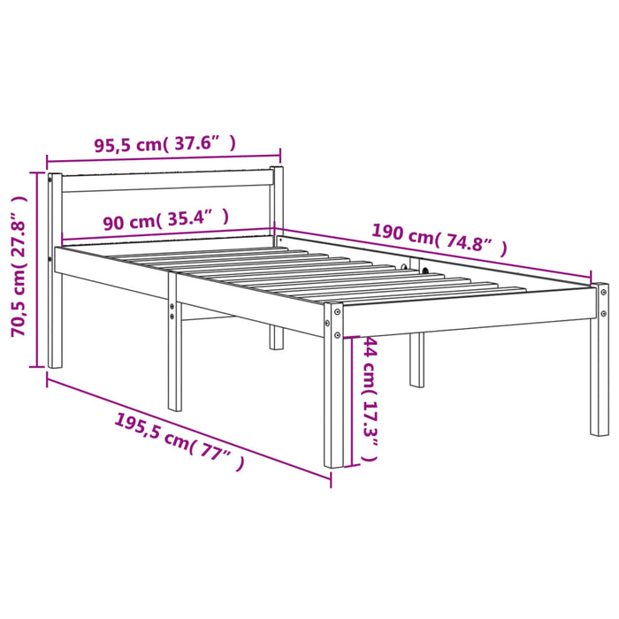 Seniorenbed Massief Grenenhout Wasbruin 90X190 Cm