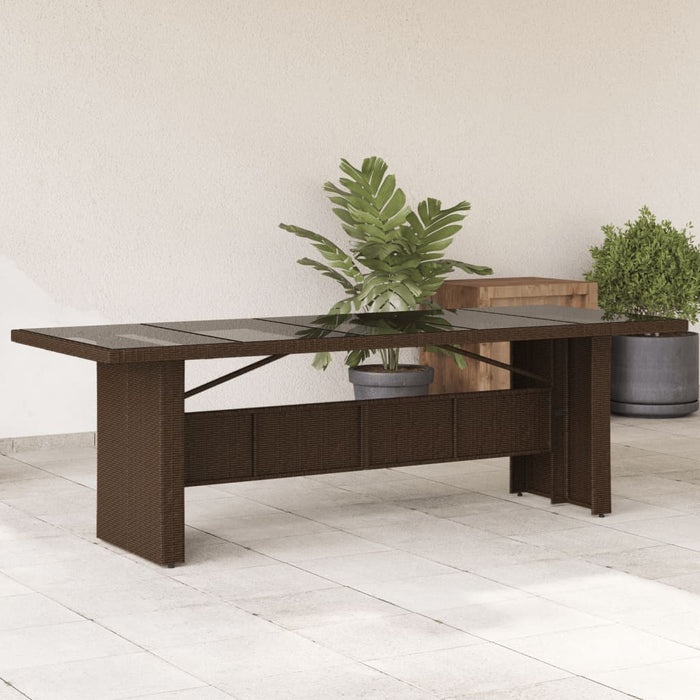 Tuintafel Met Houten Blad 240X90X75 Cm Poly Rattan