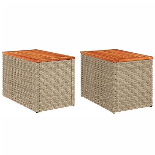 Tuinbijzettafels 2 St 55X34X37 Cm Poly Rattan En Hout Beige