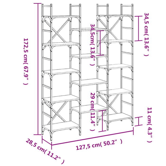 Boekenkast 27,5X28,5X72,5 Cm Bewerkt Hout Kleur