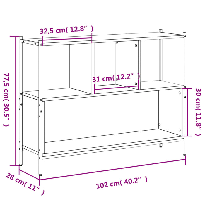 Boekenkast 02X28X77,5 Cm Bewerkt Hout Kleurig