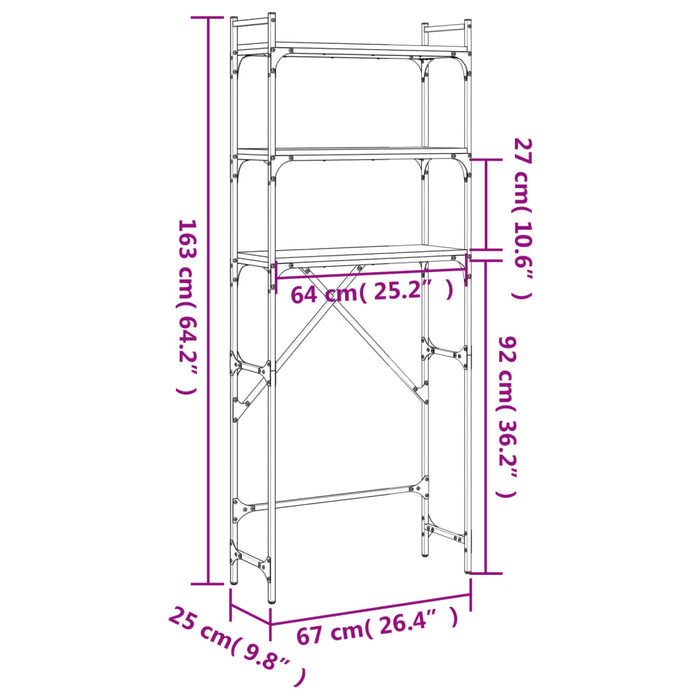 Wasmachinerek 67X25X163 Cm Bewerkt Hout