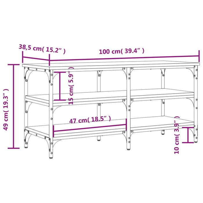 Schoenenbankje 100X38,5X49 Cm Bewerkt Hout Bruineikenkleurig