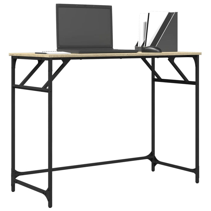 Bureau 100X45X76 Cm Hout En Gepoedercoat Staal