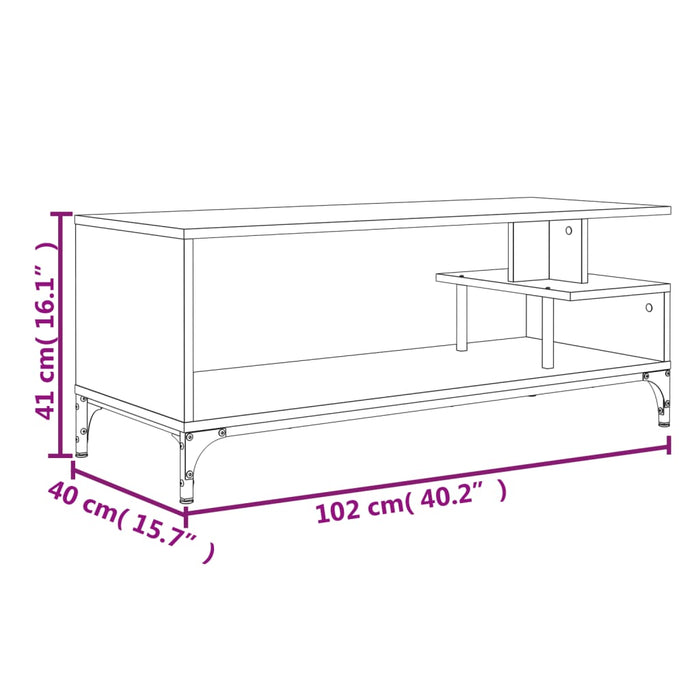 Tv-Meubel 102X40X41 Cm Bewerkt Hout En Gepoedercoat Staal