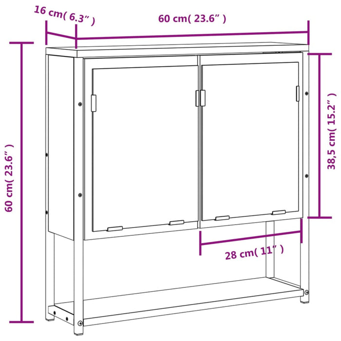 Badkamerspiegelkast 60X16X60 Cm Bewerkt Hout Eiken