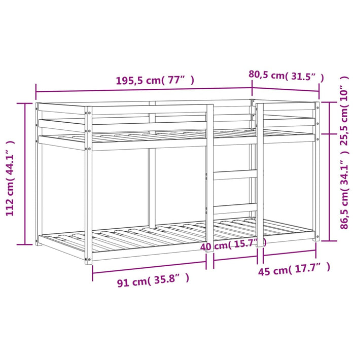 Stapelbed Massief Grenenhout Wasbruin 75X190 Cm