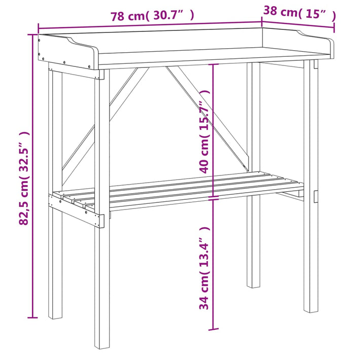 Plantentafel Met Schap 78X38X82,5 Cm Vurenhout