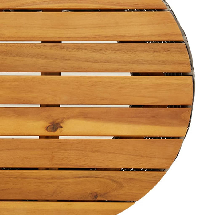 Tuinbijzettafel Trommelvormig Poly Rattan En Massief Hout