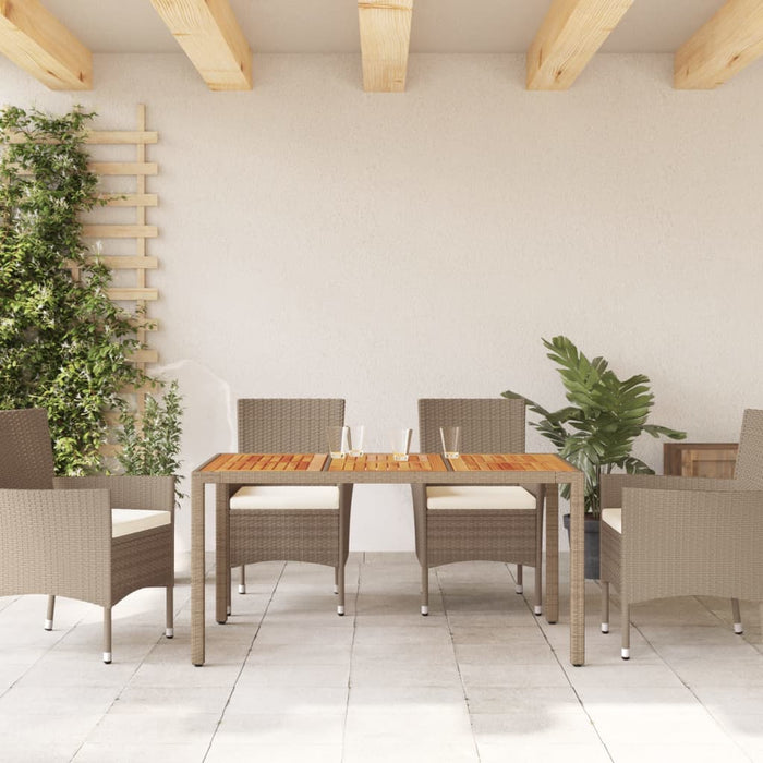 Tuintafel 150X90X75 Cm Poly Rattan En Massief Acaciahout Beige