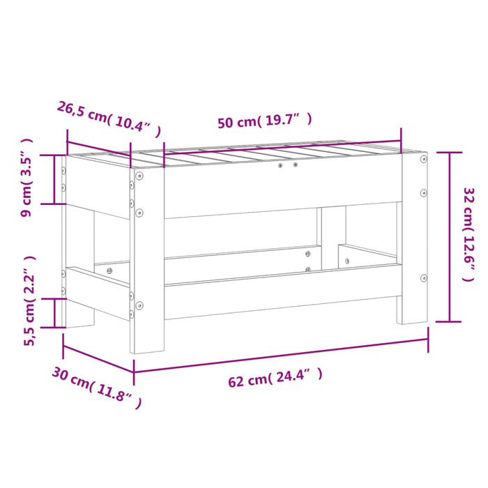 Tuinvoetenbank 62X30X32 Cm Massief Grenenhout