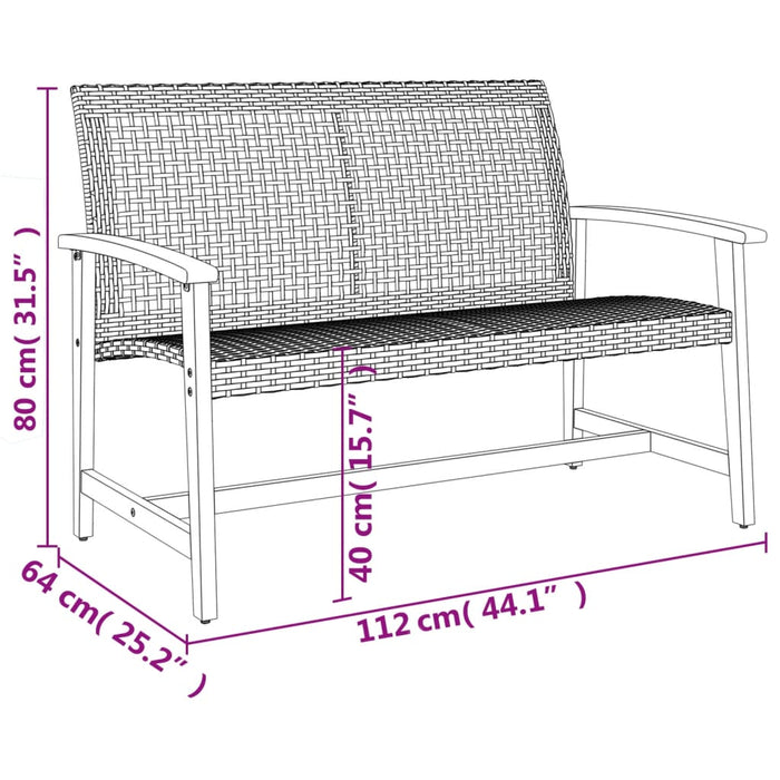 Tuinbank 112 Cm Poly Rattan En Acaciahout