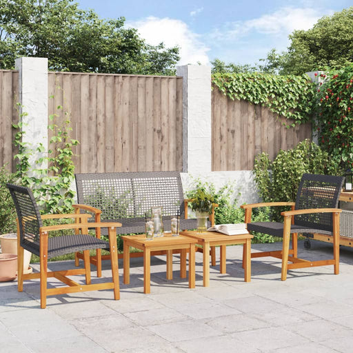 5-Delige Loungeset Poly Rattan En Acaciahout