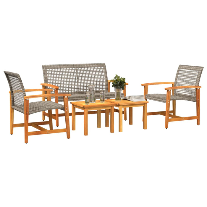 5-Delige Loungeset Poly Rattan En Acaciahout