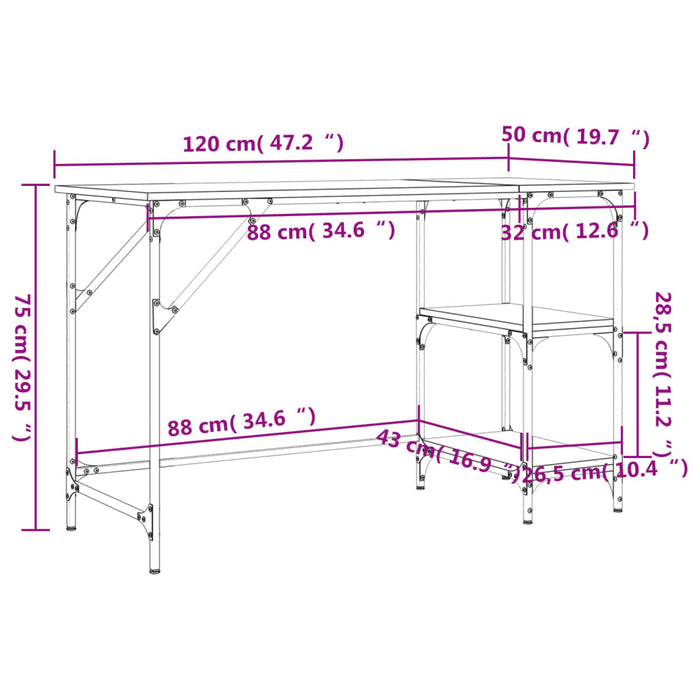 Bureau 120X50X75 Cm Metaal En Bewerkt Hout