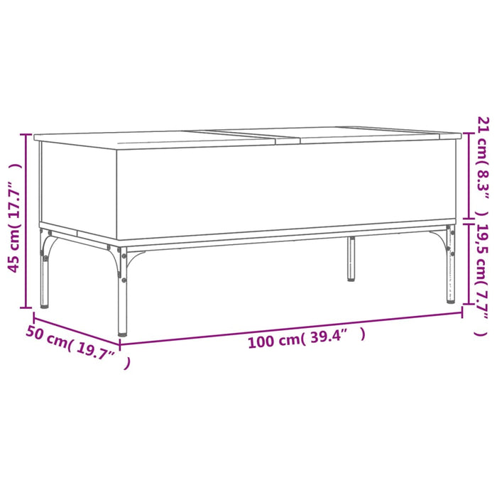 Salontafel 100X50X45 Cm Bewerkt Hout En Metaal