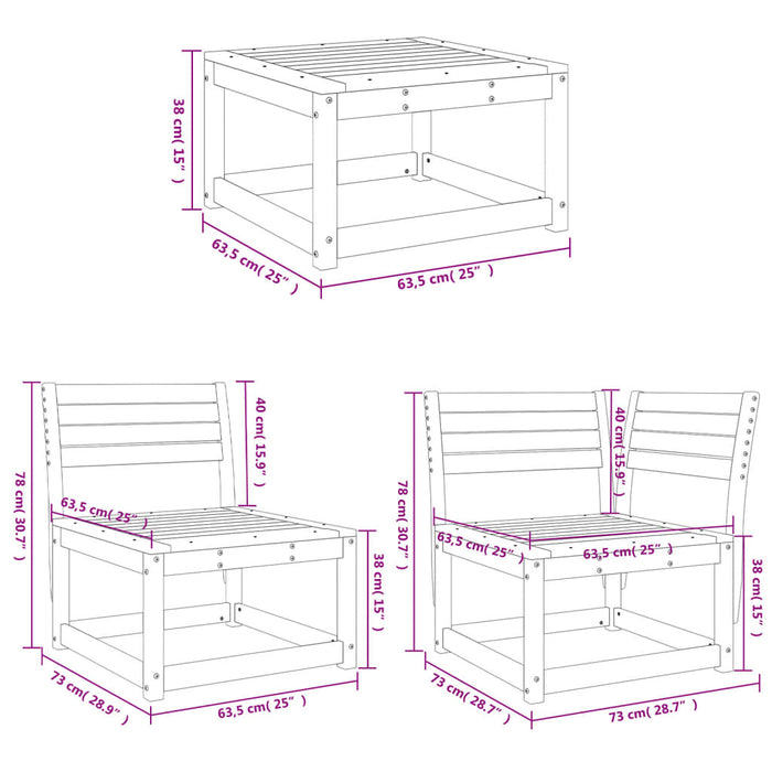 Loungeset Massief Grenenhout